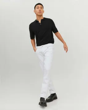 Pantalone cinque tasche bianco slim-fit a vita bassa in bull di cotone stretch