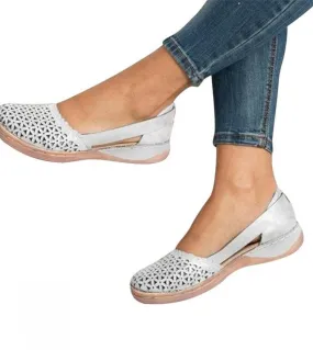 Women Sandals Summer Ladies Slides Shoes Leather Breathable Slippers Women Sandals Outside Casual Flats Retro Slipper  W